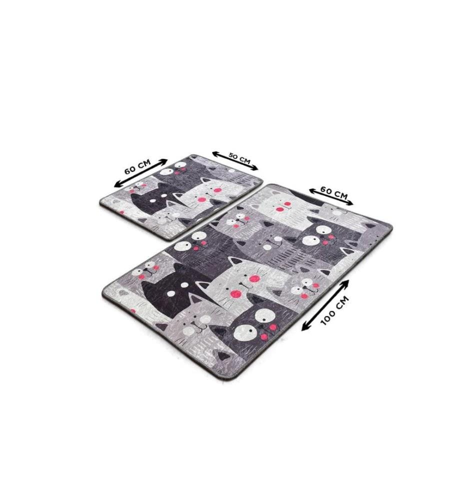 Bathmat Set, 2 Pieces, Multicolor, Velvet Fabric, 10 mm Pile Height