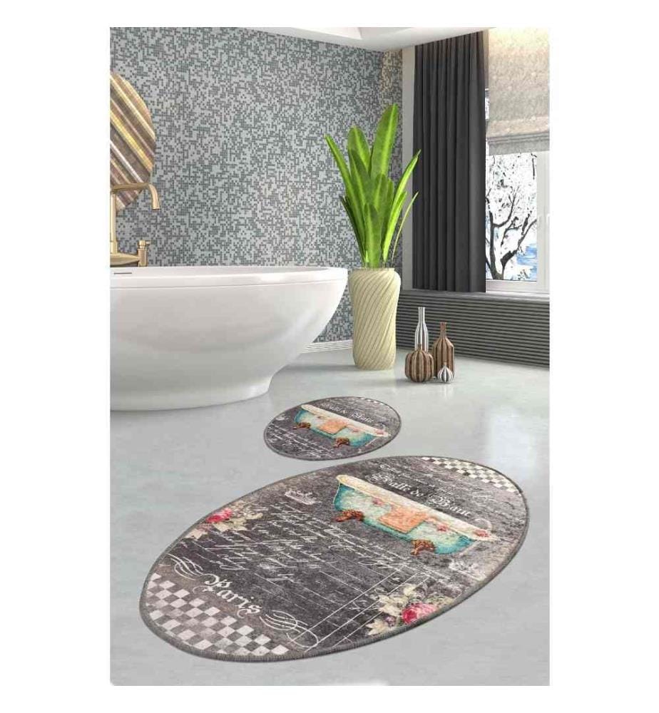 Bathmat Set, 2 Pieces, Multicolor, Velvet Fabric, 10 mm Pile Height