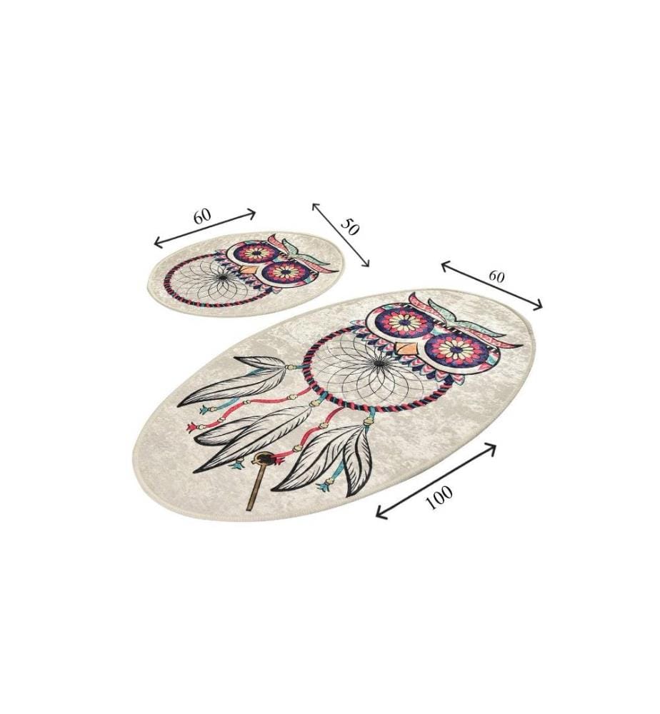 Bathmat Set, 2 Pieces, Multicolor, Velvet Fabric, 10 mm Pile Height