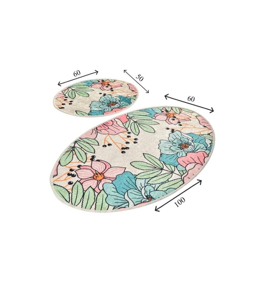 Bathmat Set, 2 Pieces, Multicolor, Velvet Fabric, 10 mm Pile Height