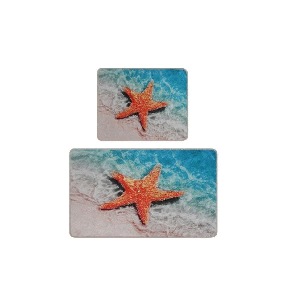 Bathmat Set, 2 Pieces, Multicolor, Velvet Fabric, 10 mm Pile Height