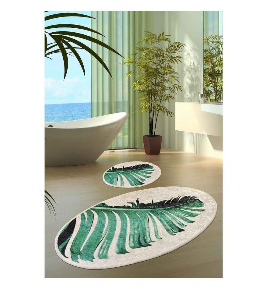 Bathmat Set, 2 Pieces, Multicolor, Velvet Fabric, 10 mm Pile Height