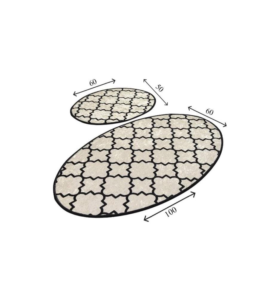 Bathmat Set, 2 Pieces, Multicolor, Velvet Fabric, 10 mm Pile Height