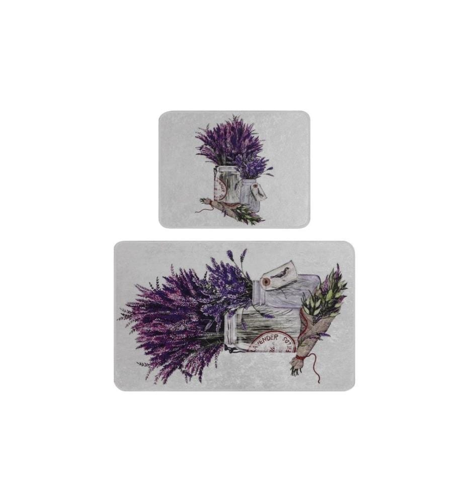Bathmat Set, 2 Pieces, Multicolor, Velvet Fabric, 10 mm Pile Height