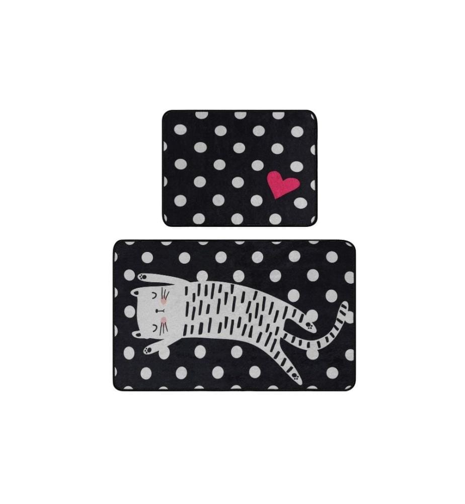 Bathmat Set, 2 Pieces, Multicolor, Velvet Fabric, 10 mm Pile Height