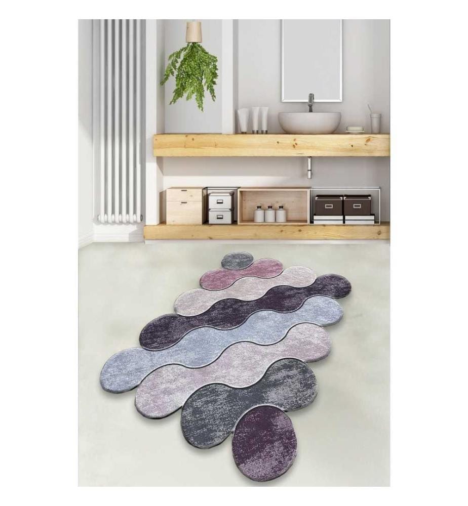Bathmat, Purple, Grey, Lilac, Polyester, 10 mm Pile Height