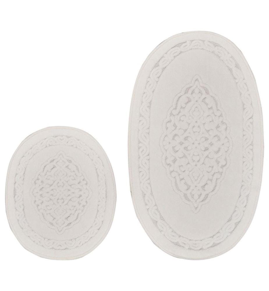 Badematten-Set, 2-teilig, Creme, Baumwolle, 5 mm Florhöhe