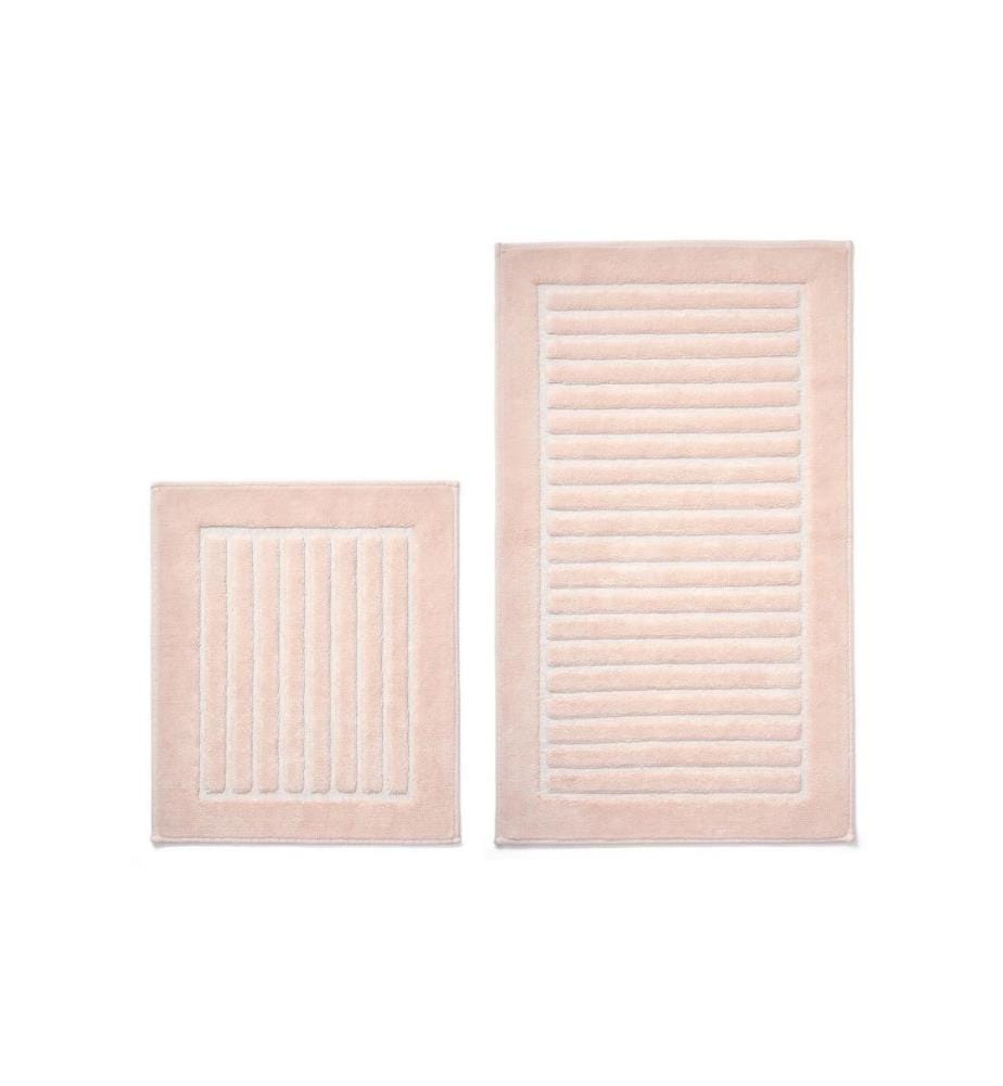 Badematten-Set, 2-teilig, Puder, Baumwolle, 5 mm Florhöhe