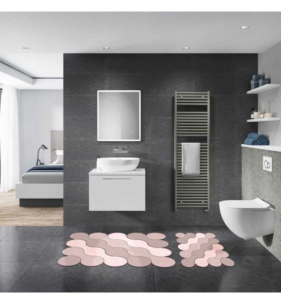 Badematten-Set, 2 Stück, Puder, Polyester, 1300 gr-m²,