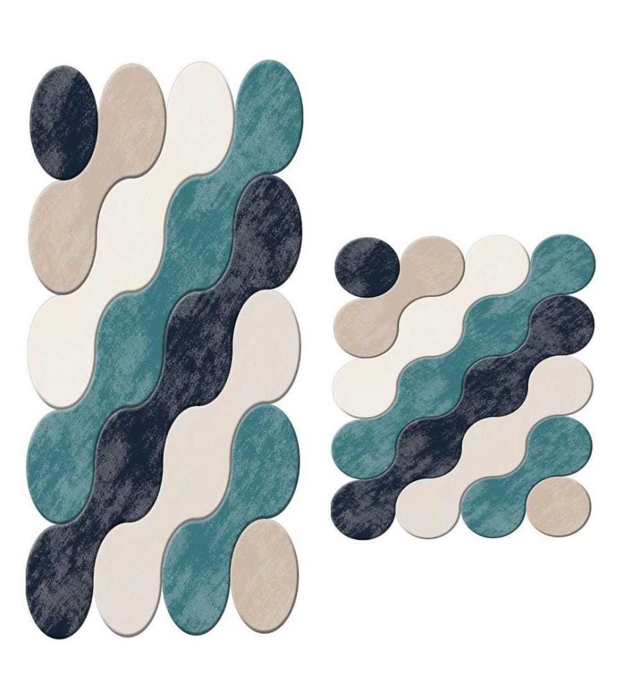 Badematten-Set, 2 Stück, Blau, Polyester, 1300 gr-m²,