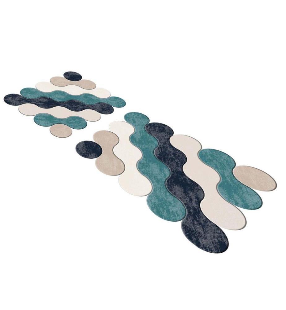 Badematten-Set, 2 Stück, Blau, Polyester, 1300 gr-m²,
