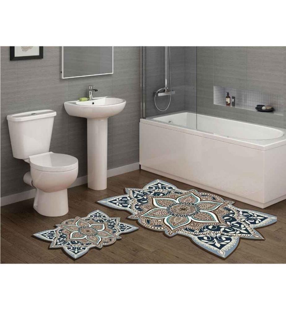 Bathmat Set, 2 Pieces, Cream, Polyester, 1300 gr-m²
