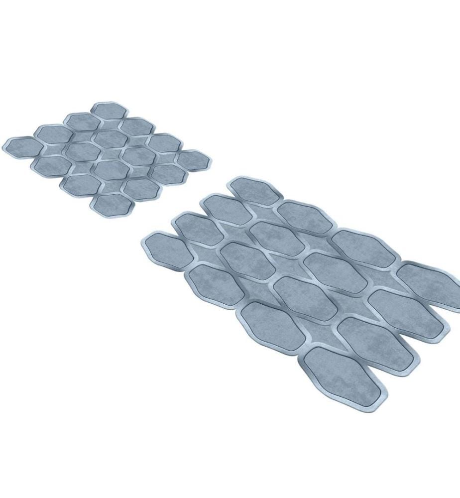 Bathmat Set, 2 Pieces, Blue, Polyester, 1300 gr-m²