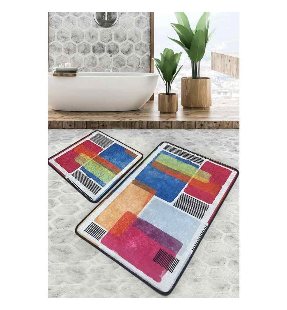Bathmat Set, 2 Pieces, Multicolor, Polyester, 700 gr-m²