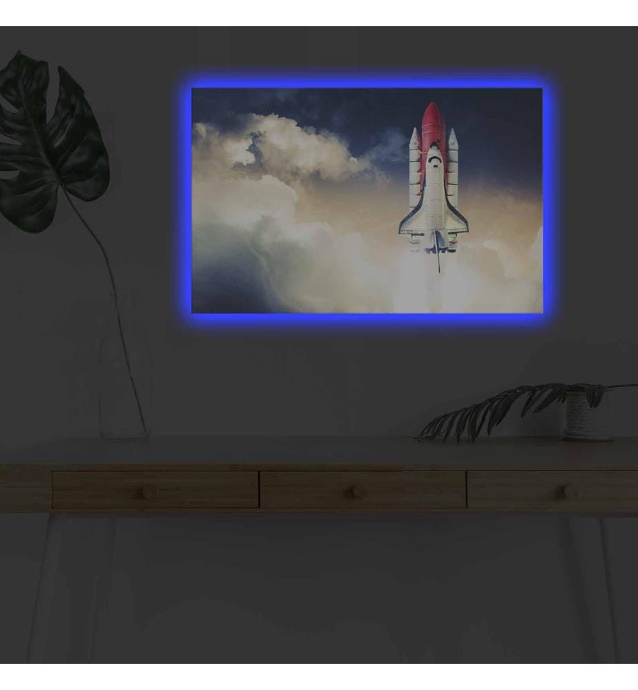 Dekoratives Leinwandbild mit LED-Beleuchtung, mehrfarbig, 100 % SUEDE CANVAS, Rahmen: 100 % Holz