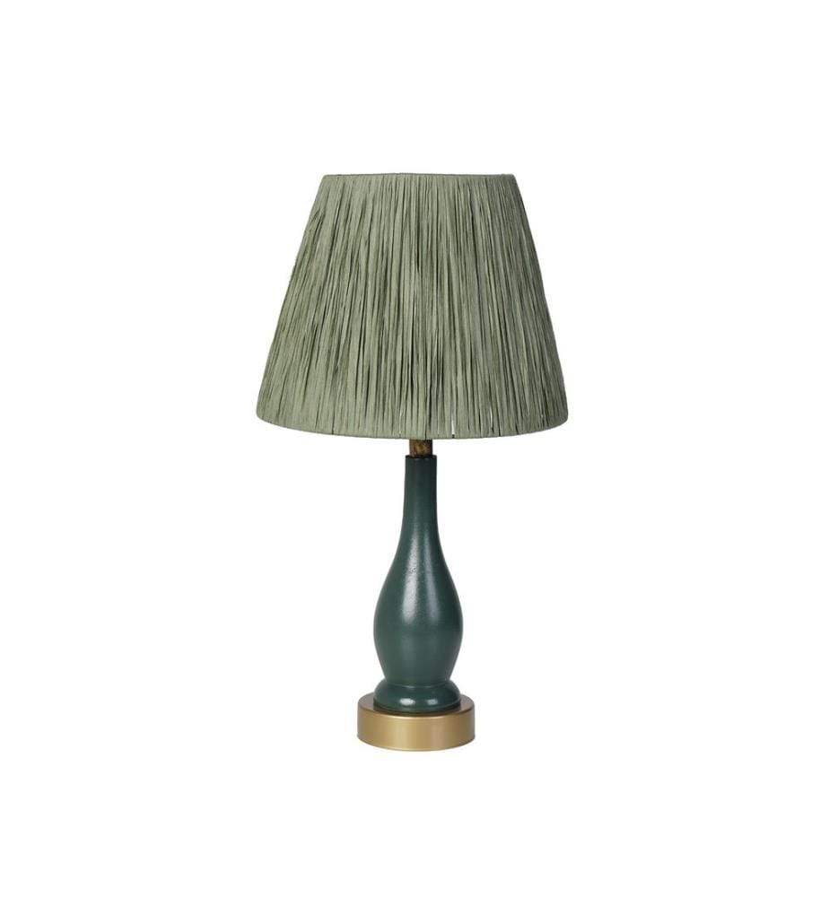 Lampe de table, kaki, vert, corps en métal, capuchon en coton