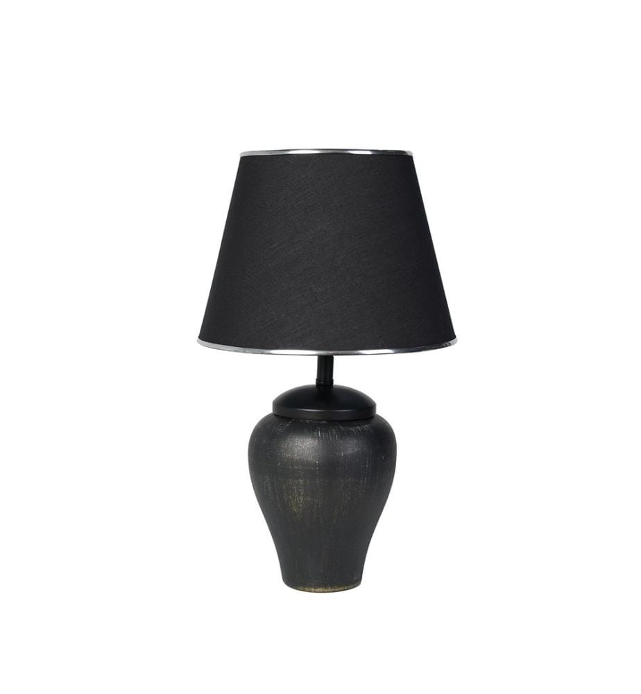 Tischleuchte, Schwarz, Metallgehäuse, Stoffkappe