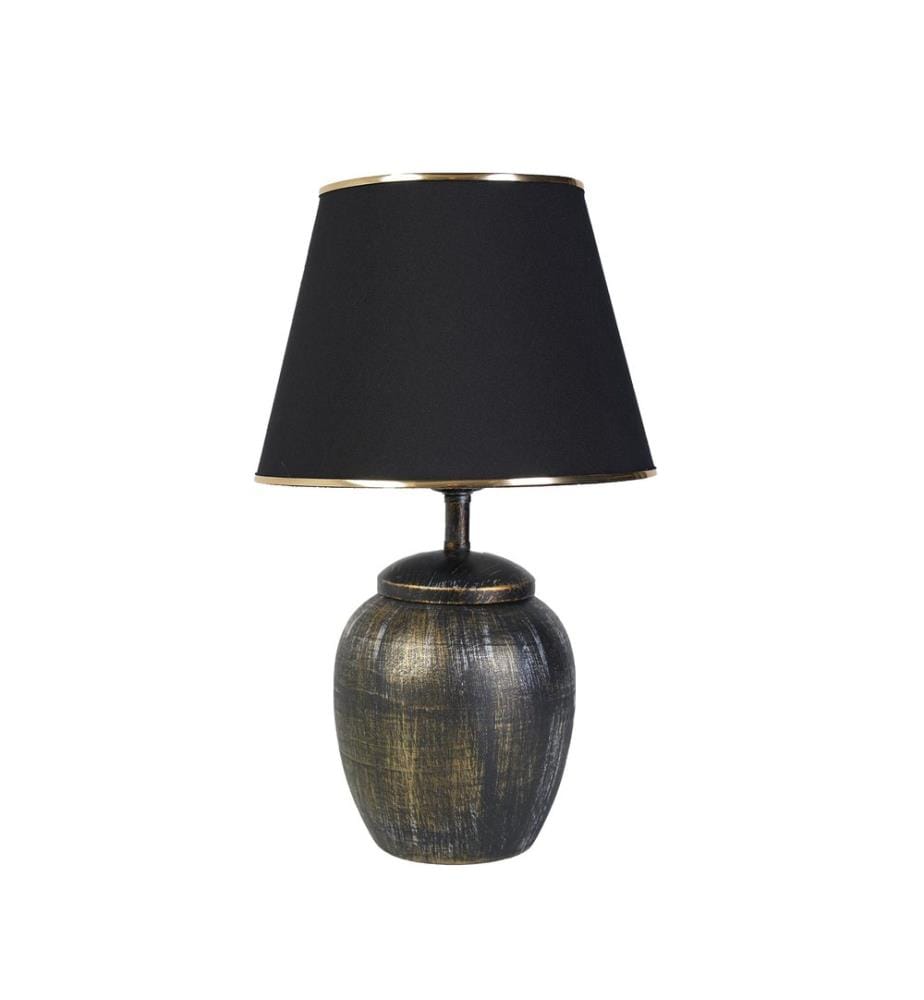 Lampe de table, Black, Gold, Metal Body, Fabric Cap