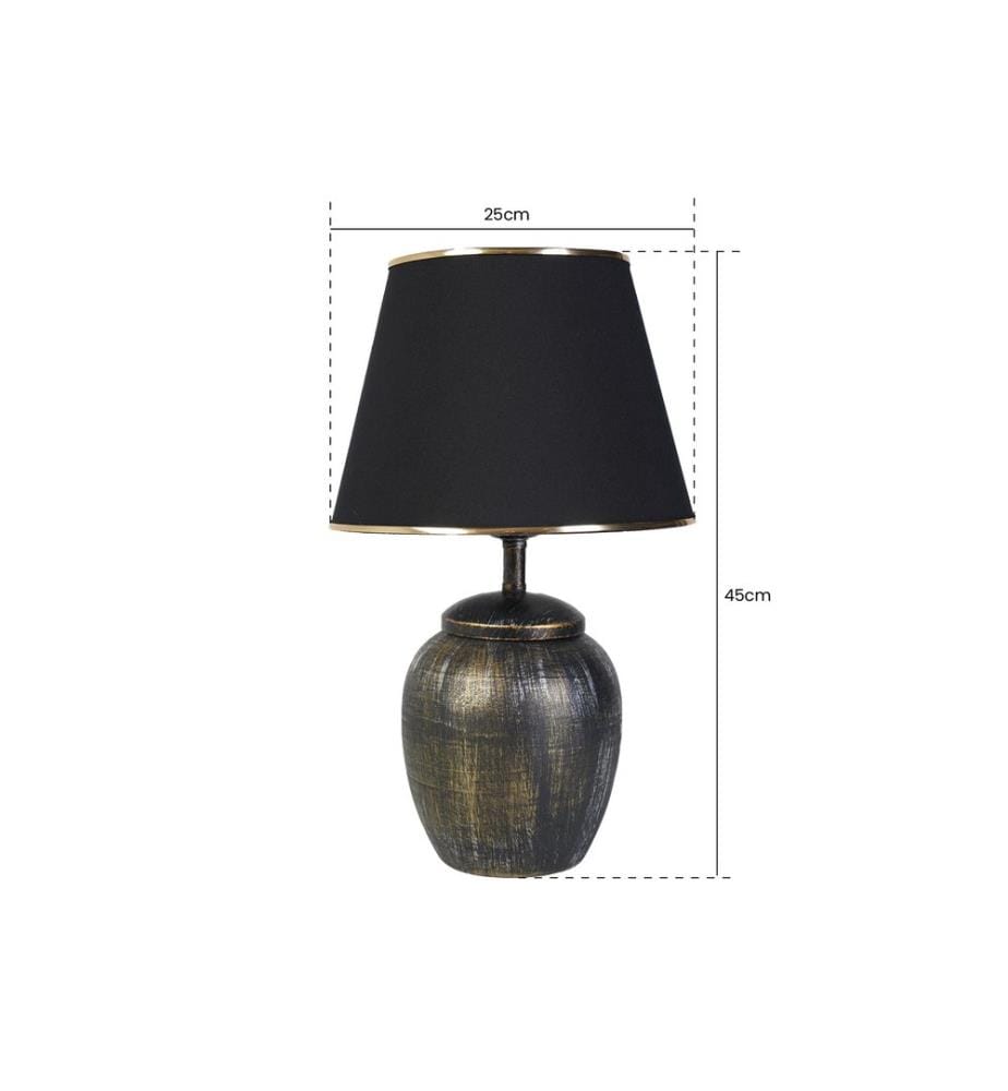 Lampe de table, Black, Gold, Metal Body, Fabric Cap