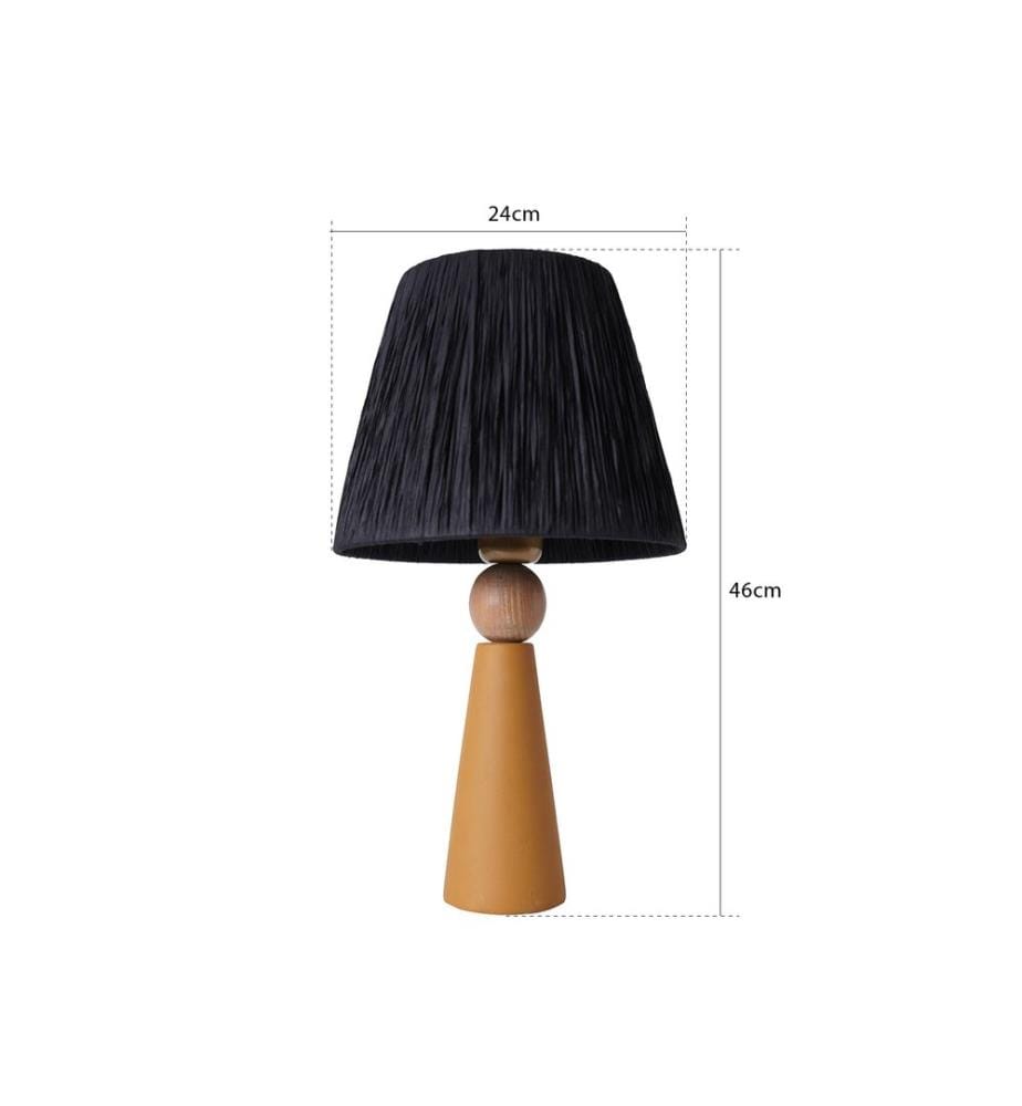 Lampe de table, Yellow, Black, Ceramic Body, Rope Cap