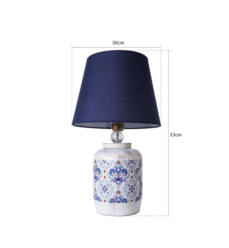 Lampe de table, Blue, Ceramic Body, Fabric Cap