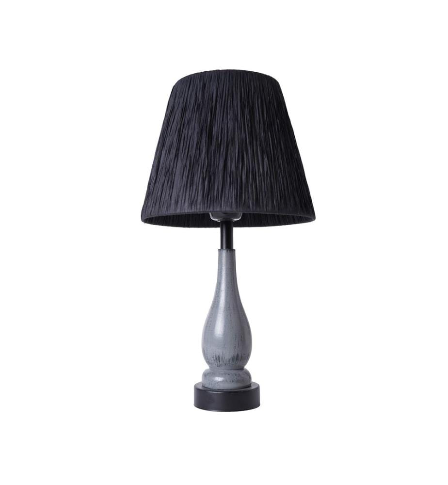 Lampe de table, Grey, Black, Wood Body, Rope Cap