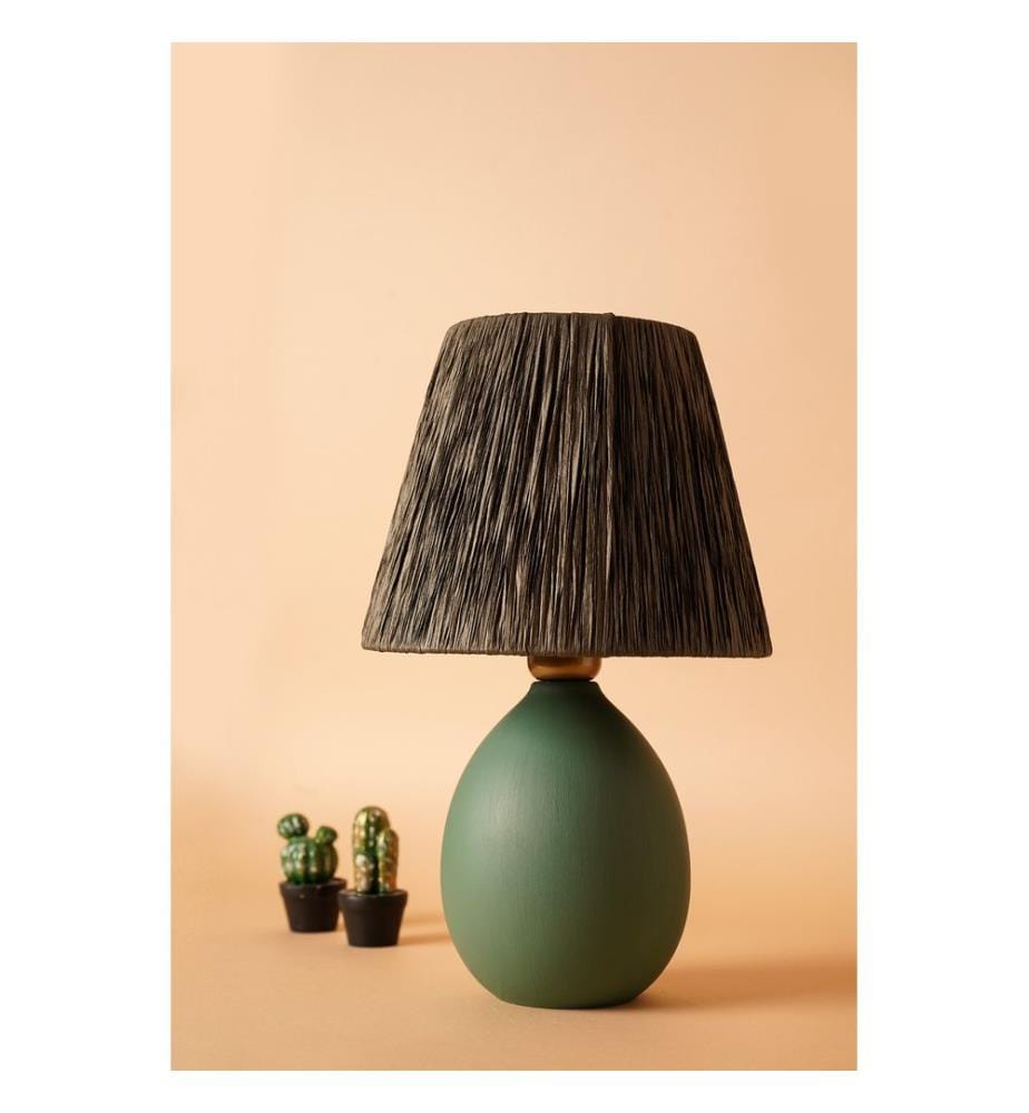 Lampe de table, Green, Ceramic Body, Rope Cap