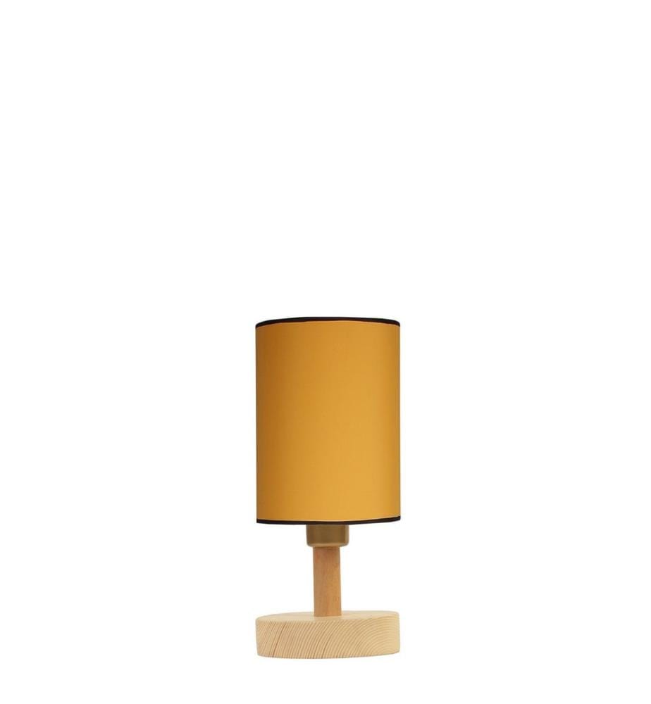 Tischlampe, Senf, Eiche, Holzkorpus, Lampenschirm-Stoff