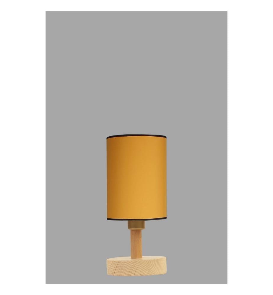 Tischlampe, Senf, Eiche, Holzkorpus, Lampenschirm-Stoff