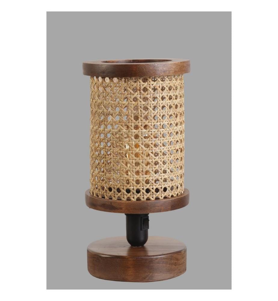 Tischlampe, Nussbaum, Metallgehäuse, Lampenschirm Stoff