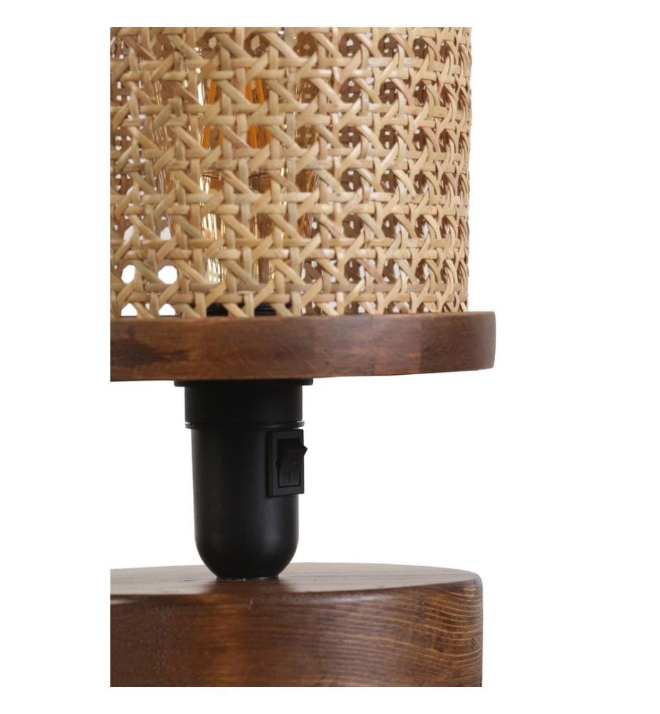 Tischlampe, Nussbaum, Metallgehäuse, Lampenschirm Stoff