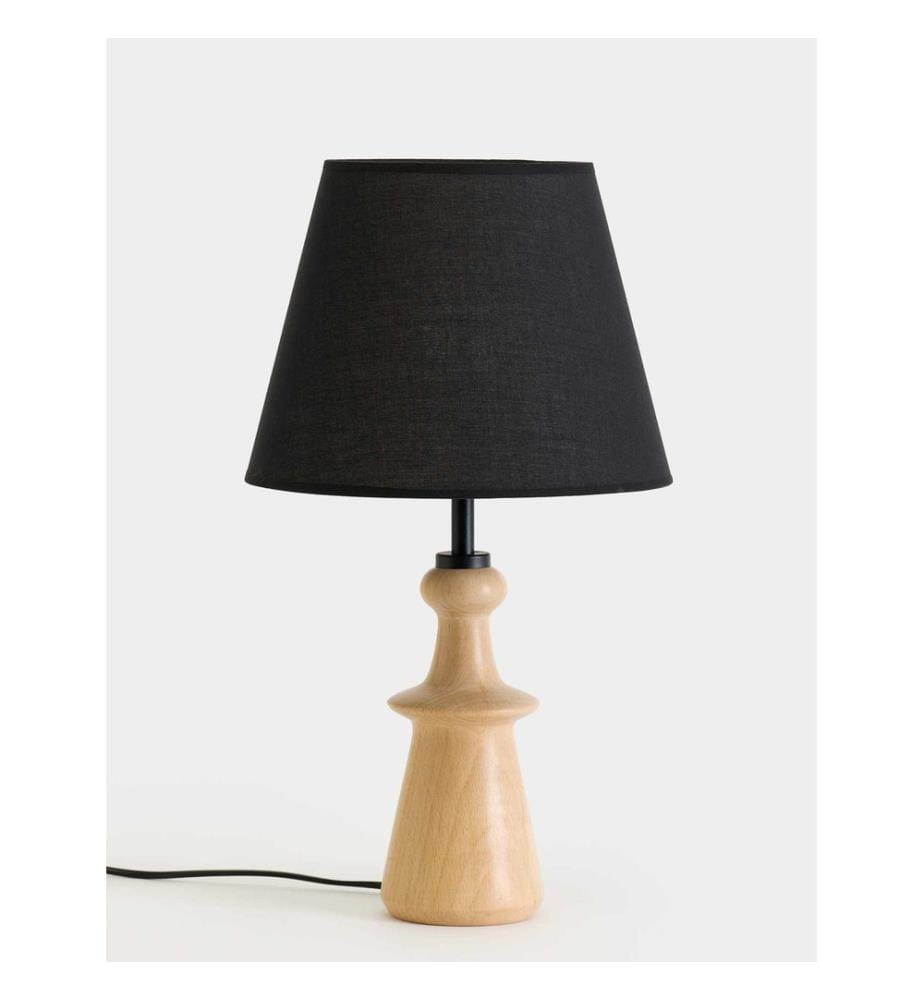 Tischleuchte, Holz, Schwarz