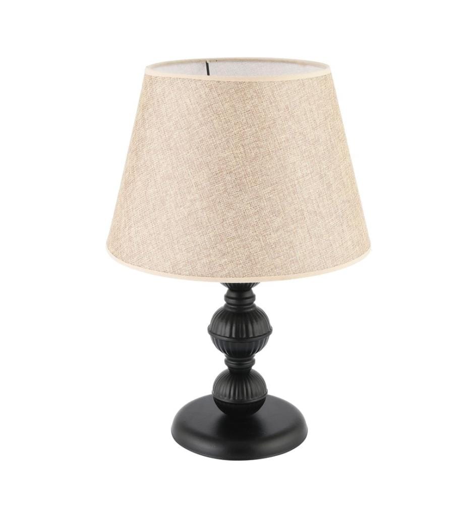 Lampe de table, pied en métal, beige, noir