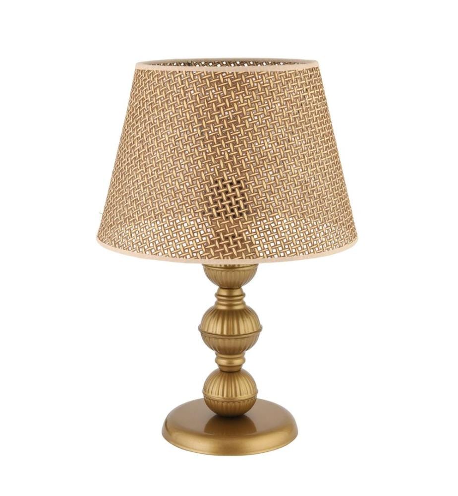 Lampe de table, pied en métal, chameau, or