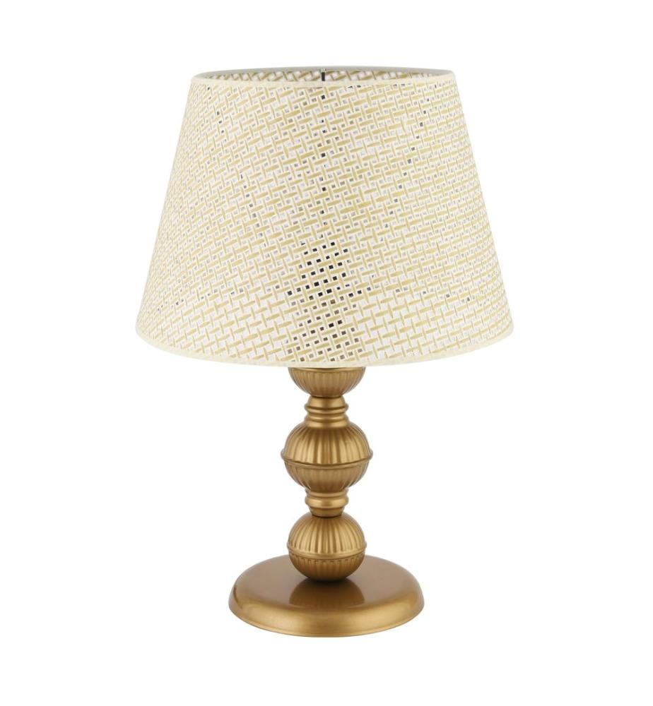 Lampe de table, pied en métal, blanc, or