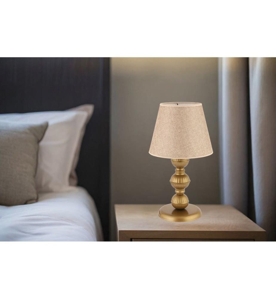 Lampe de table, pied en métal, beige, or