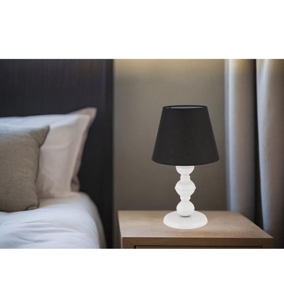 Lampe de table, pied en métal, noir et blanc
