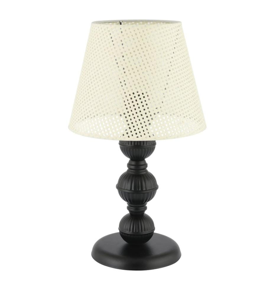 Lampe de table, pied en métal, crème, noir