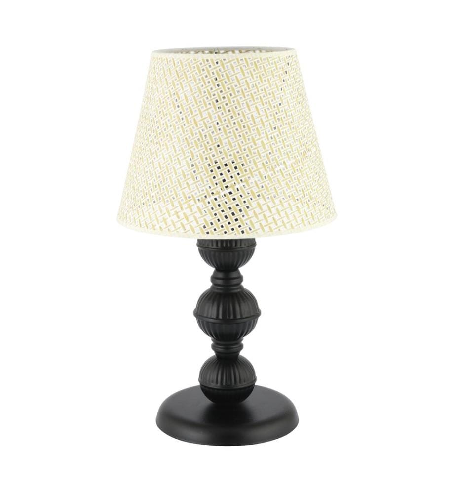 Lampe de table, pied en métal, crème, noir