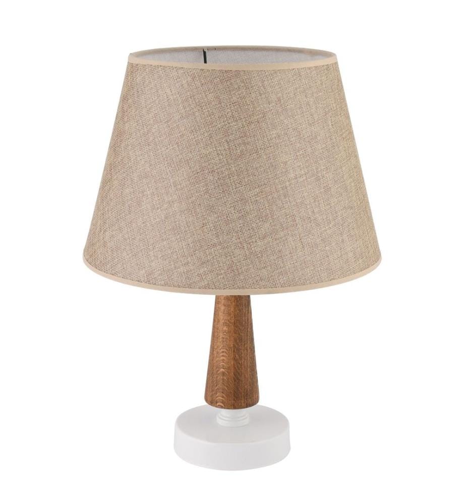 Lampe de table, pied en métal, beige, marron, blanc