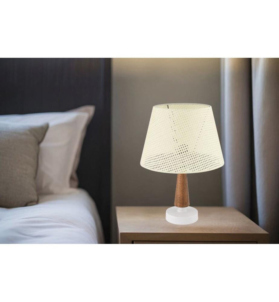 Lampe de table, pied en métal, crème, marron, blanc