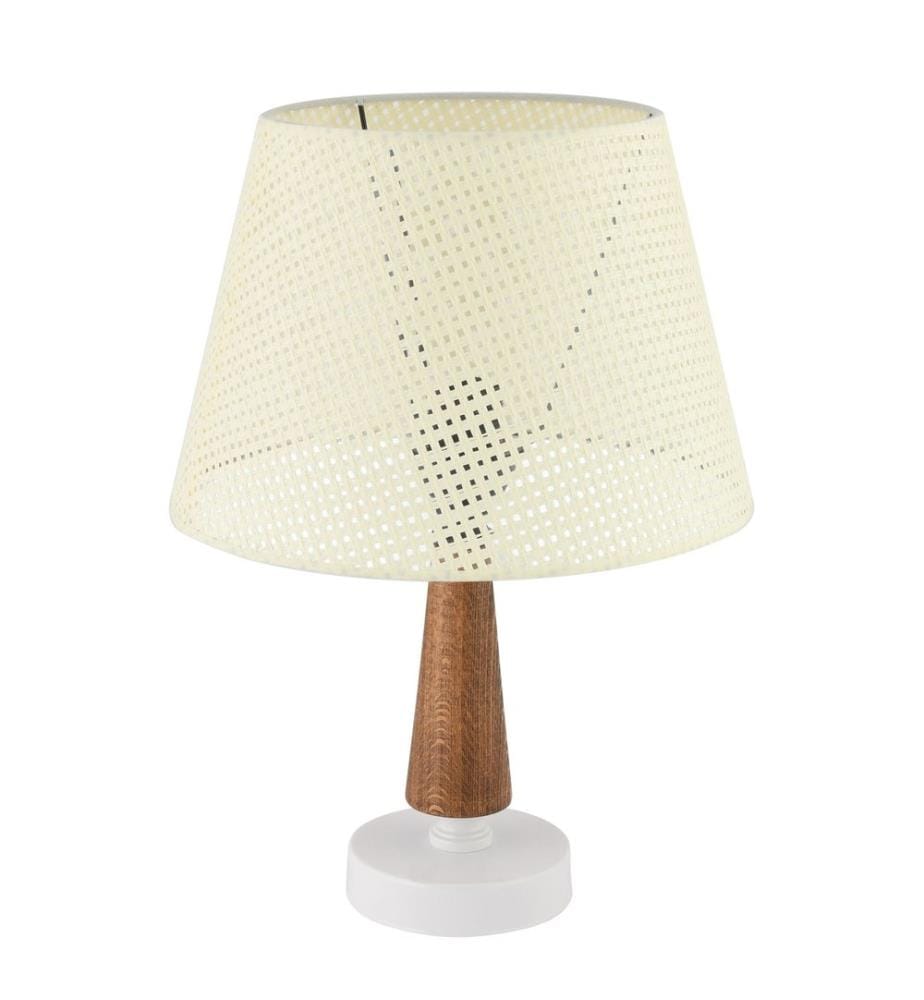 Lampe de table, pied en métal, crème, marron, blanc