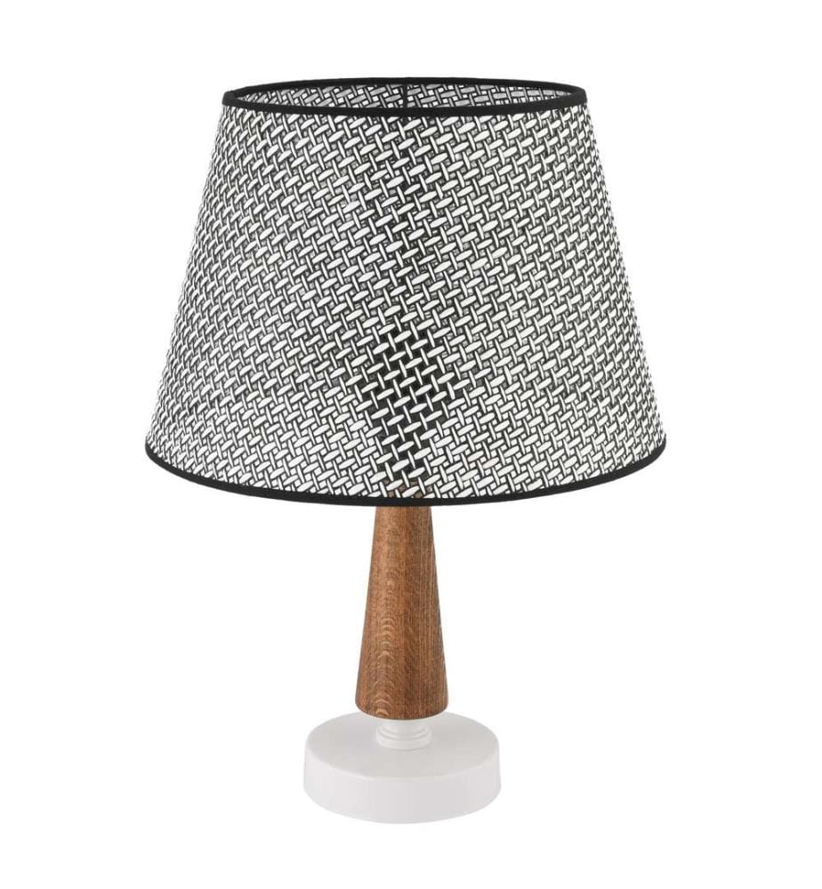 Lampe de table, pied en métal, gris, marron, blanc
