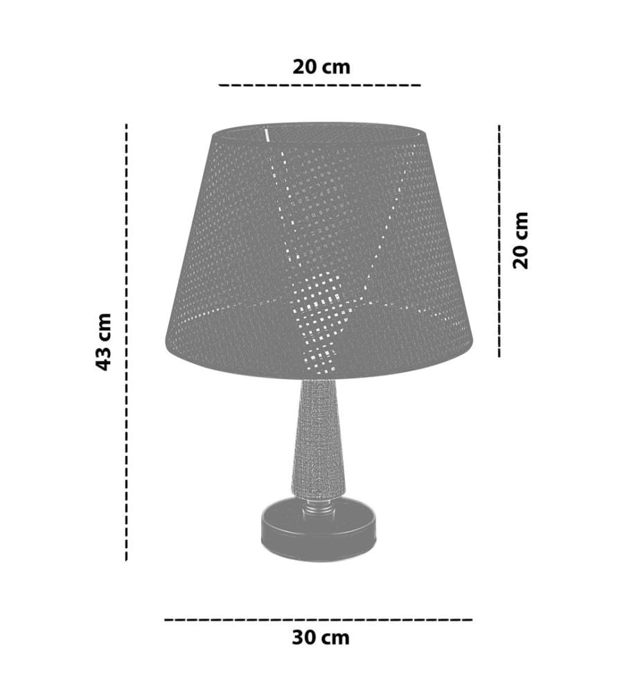 Lampe de table, pied en métal, gris, marron, blanc