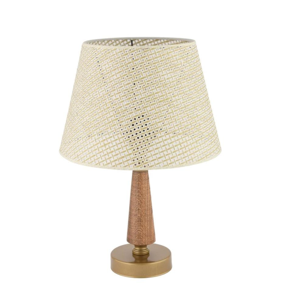 Lampe de table, pied en métal, blanc, marron, doré