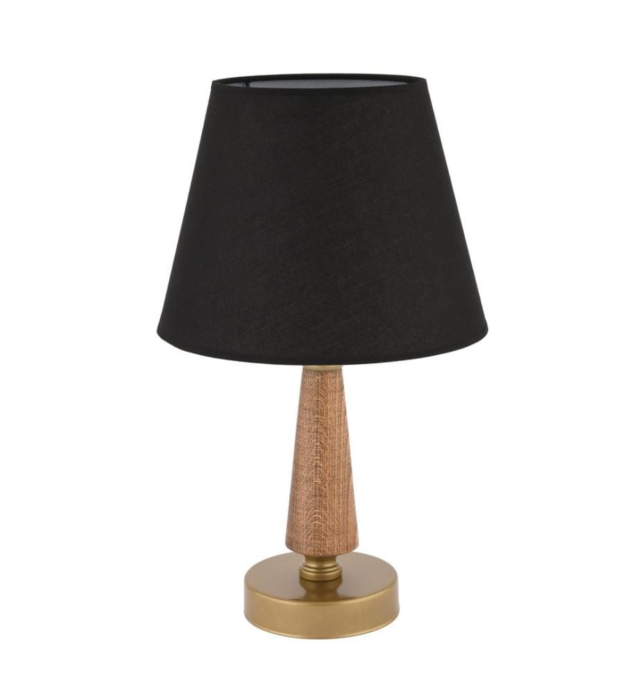 Lampe de table, pied en métal, noir, marron, or