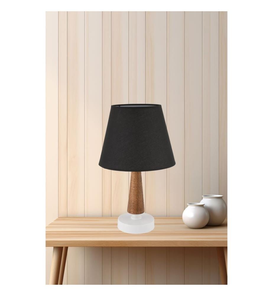 Lampe de table, pied en métal, noir, marron, blanc