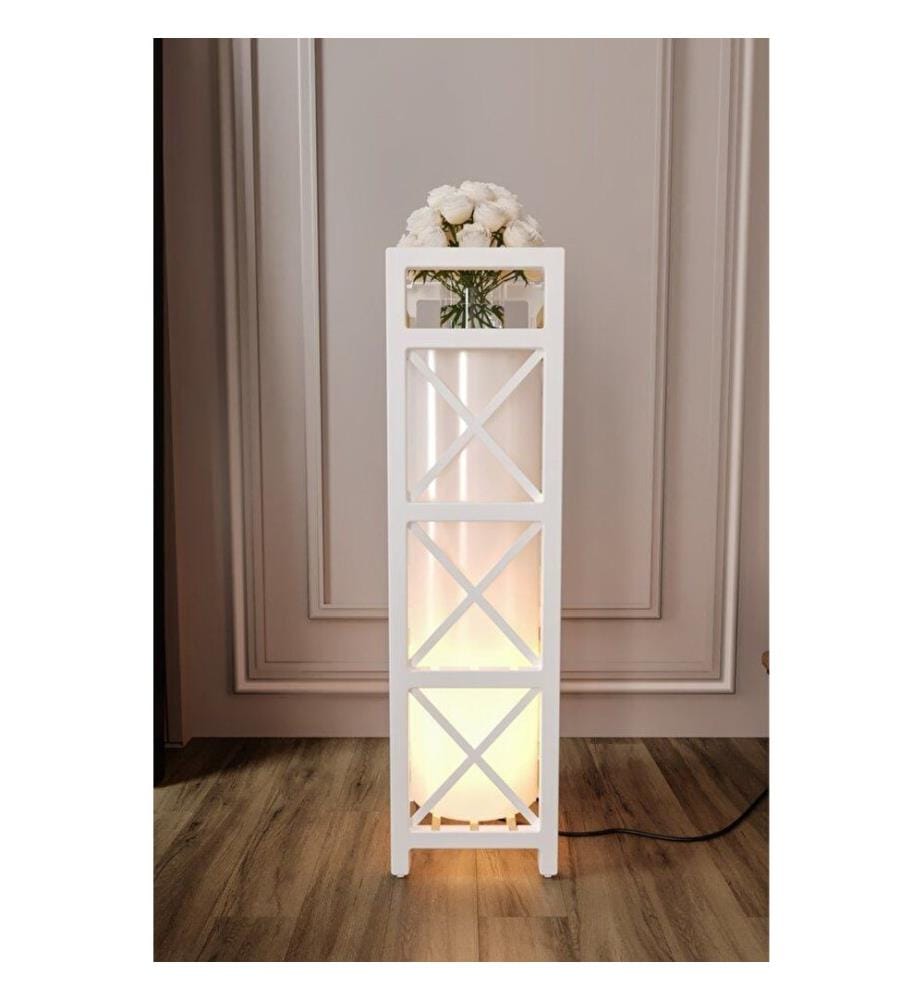 Lampadaire, 100 % bois plastique, blanc