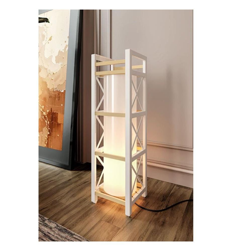 Lampadaire, 100 % bois plastique, blanc