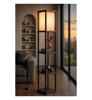 Lampadaire, corps en papier kraft et polypropylène, noir